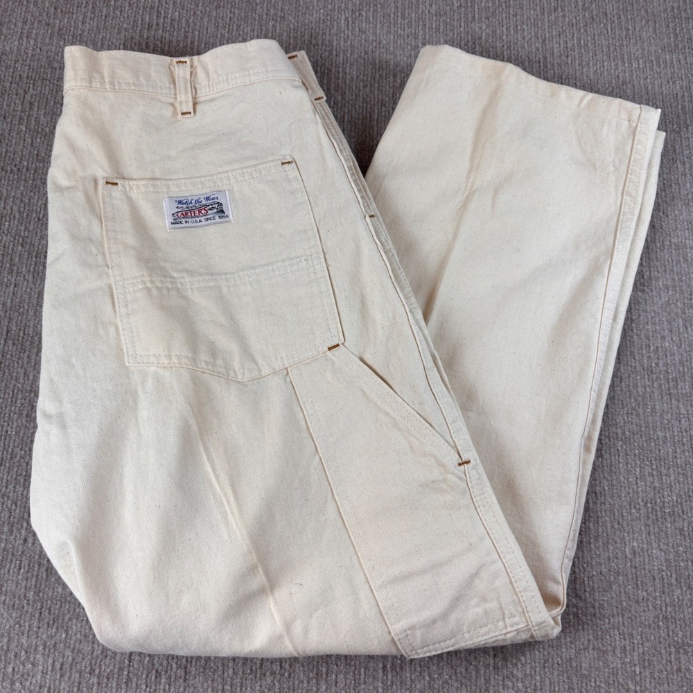 Vintage Carter's Cream Carpenter Pants Made in USA Men's Size 34x28 EUC